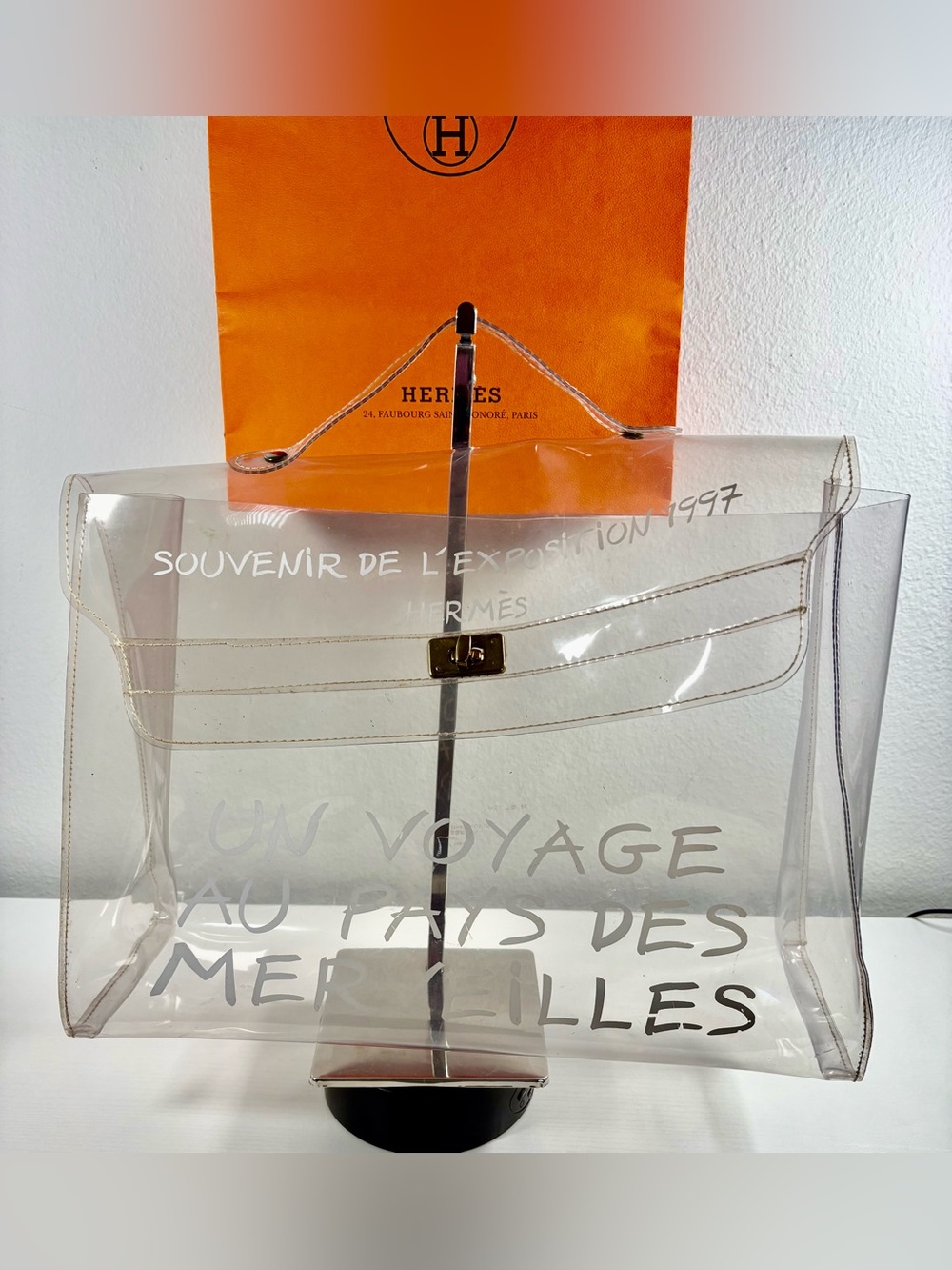 HERMES Vintage Transparent Vinyl, Souvenir De L'Exposition Kelly Bag - Picture 11 of 11